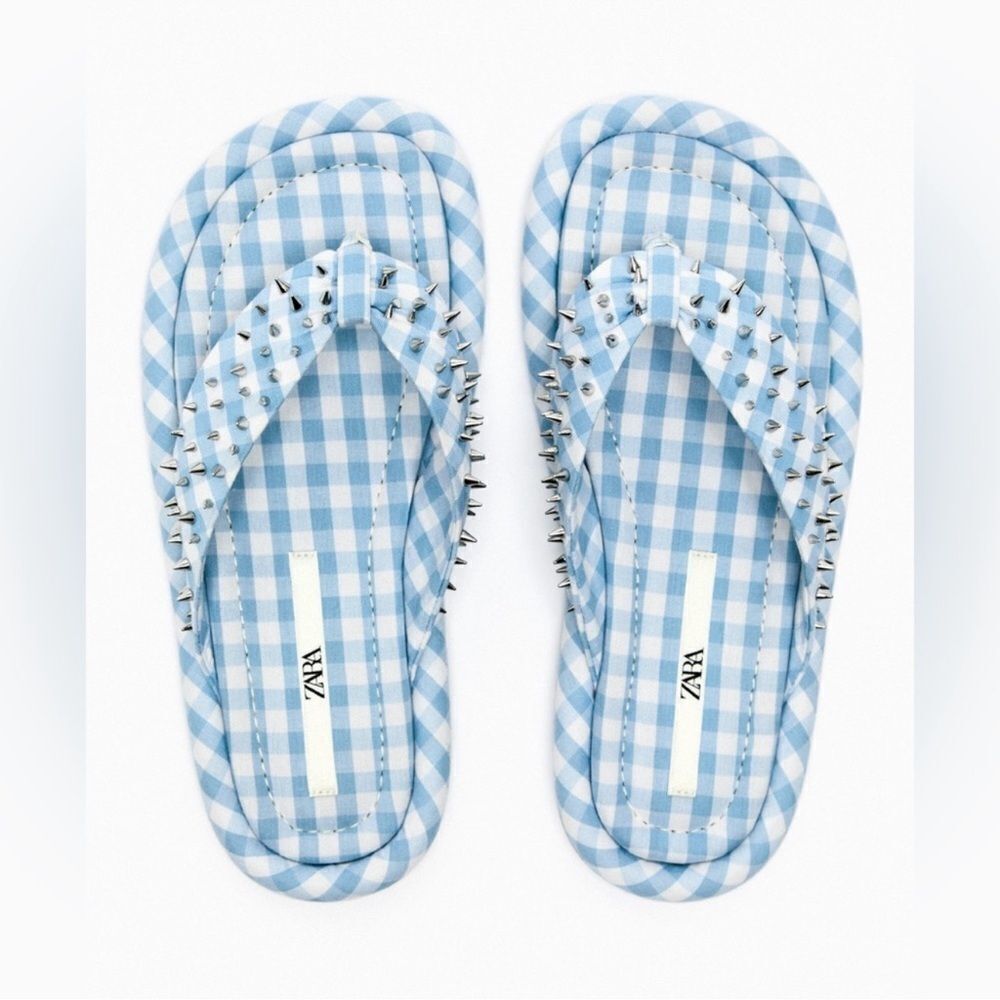 Zara studded quilted flat sandals